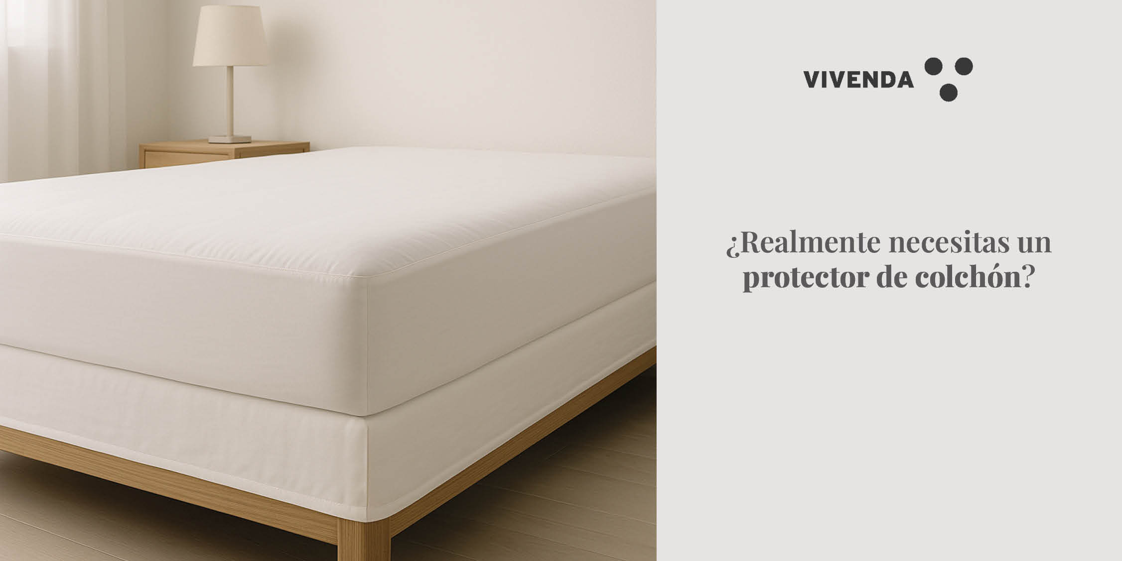 Protector de colchón colocado sobre una cama con blancos impecables